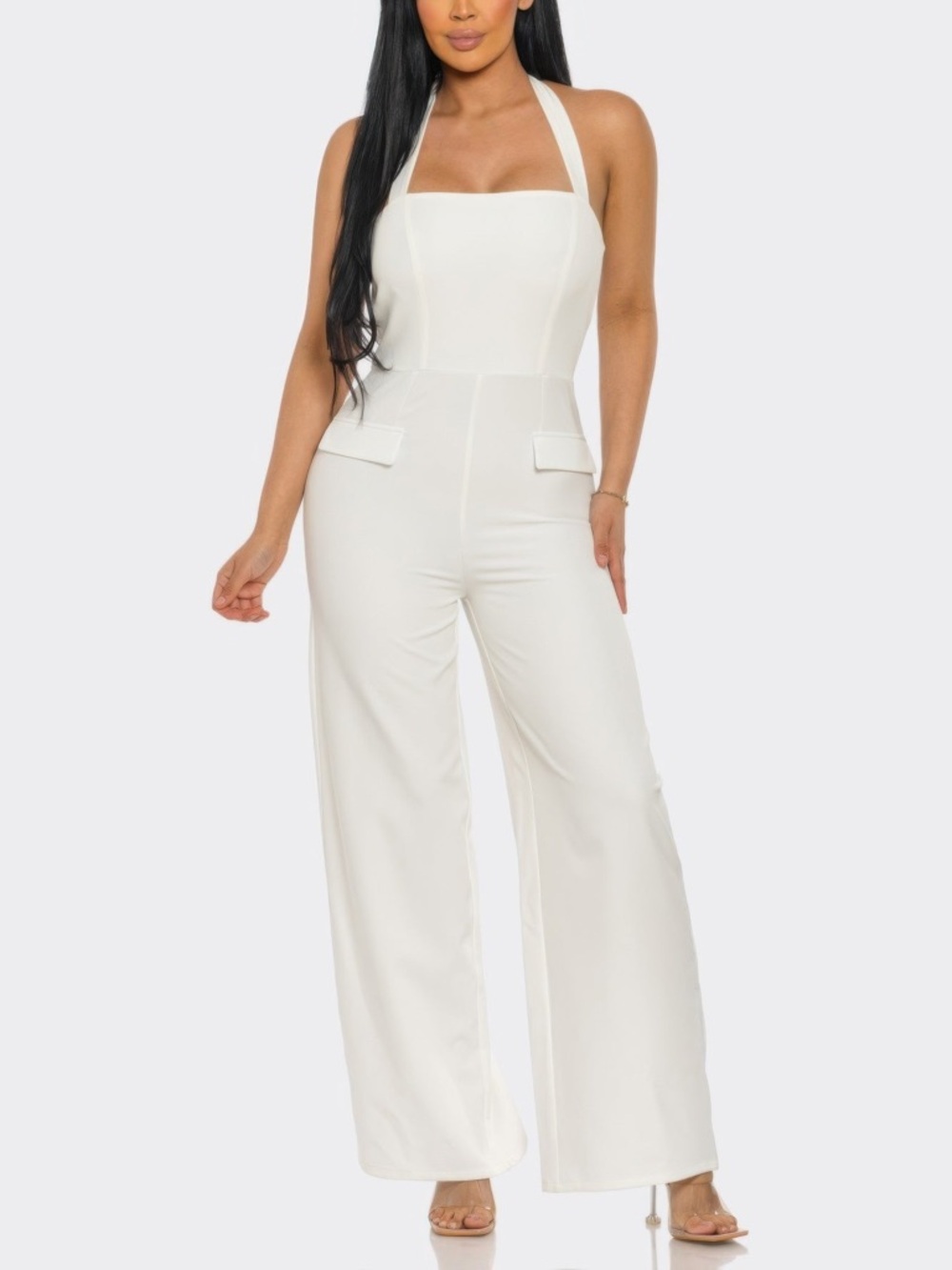 Halter Neck Jumpsuit With Back Zipper